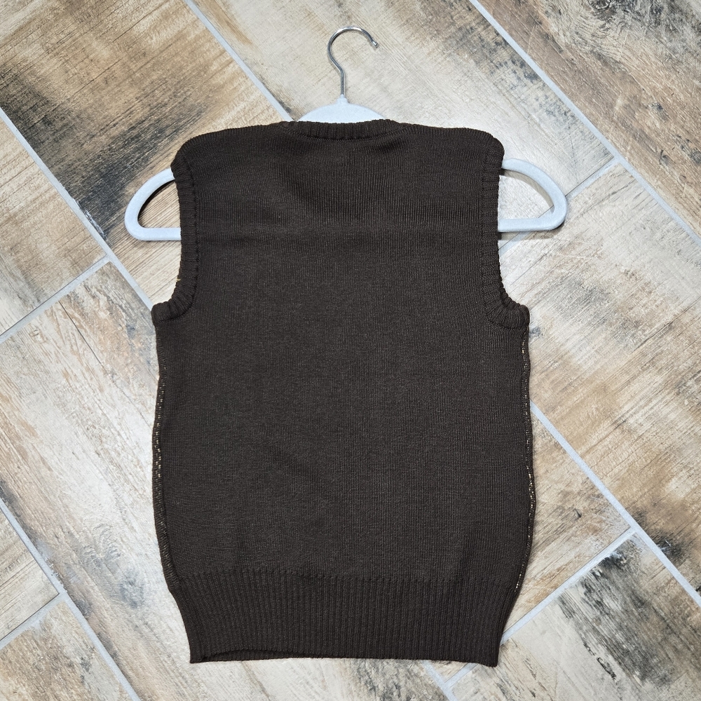 Vintage 70s Givenchy Nouvelle Boutique Vest Brown Yellow Graphic Womens Size 2 - Picture 12 of 16